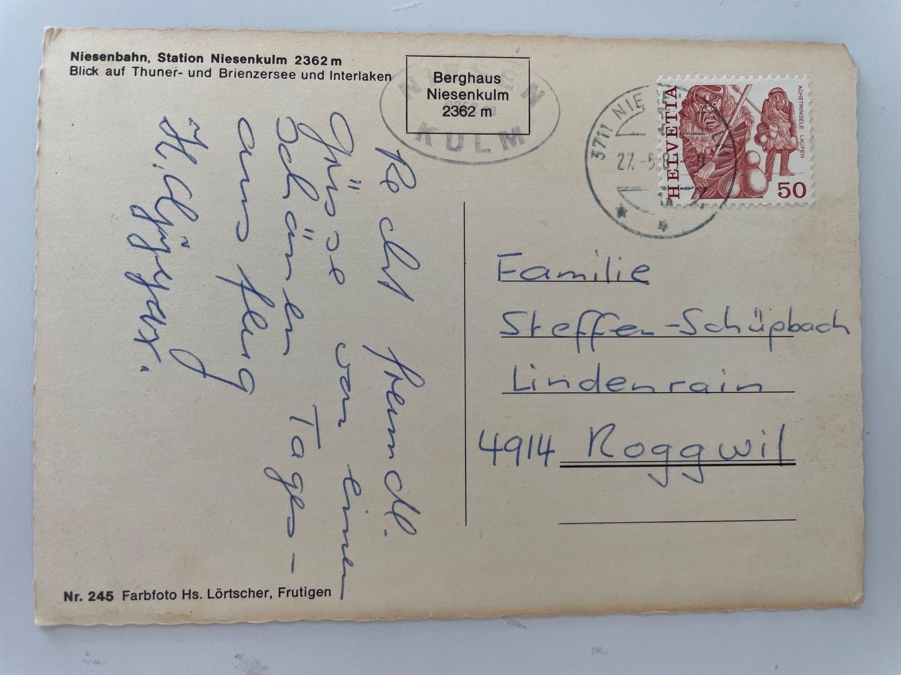 Cartoline postali: ASK Niesen Bergbahn,Thuner-& Brienzersee ca 1950 – Usato da Stäfa venduto da riccardinho 1