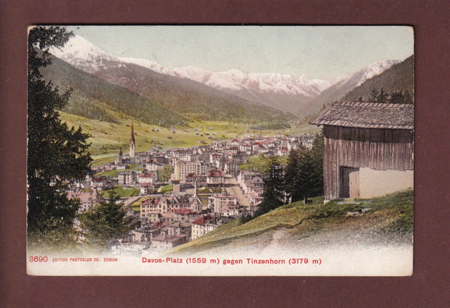 Ansichtskarten: DAVOS-PLATZ - Tinzenhorn - 1909 – Gebraucht aus Pully von nicecards