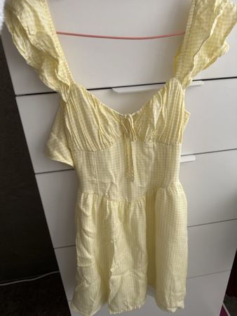 Sommerkleid gelb kariert mit Bindedetail guter Zustand