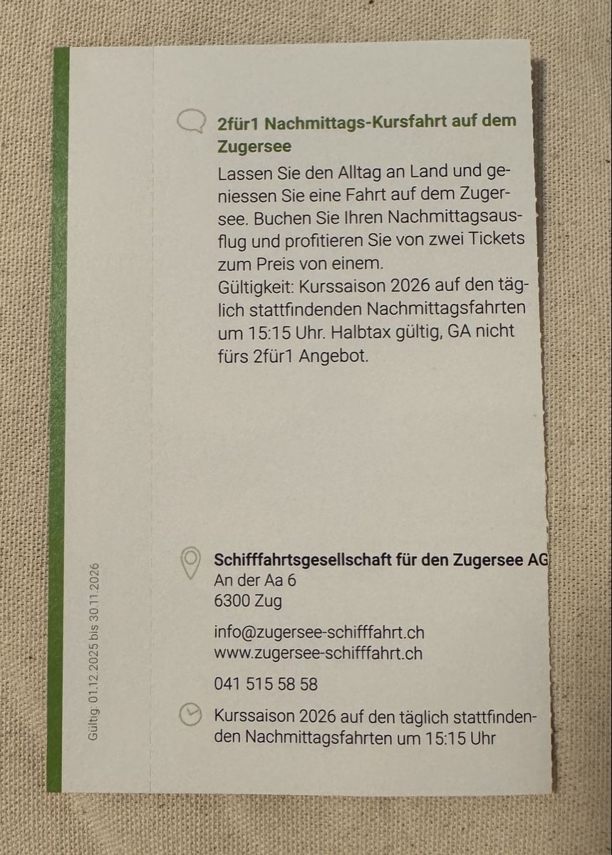 Gutscheine: 2für1 Schiffsfahrt Gutschein – Neu (gemäss Beschreibung) aus Ottenbach von Mani769 1