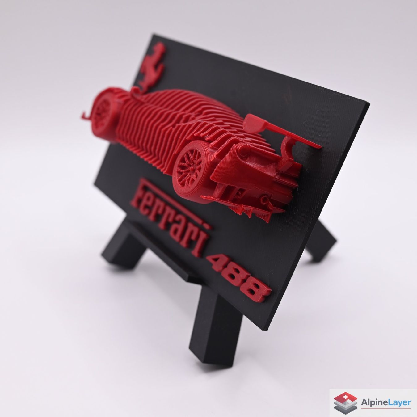 Statuette: Ferrari 488 Layered 3D Printed Wall Art Red Black – Nuovo (secondo la descrizione) da Losone venduto da AlpineLayer 5