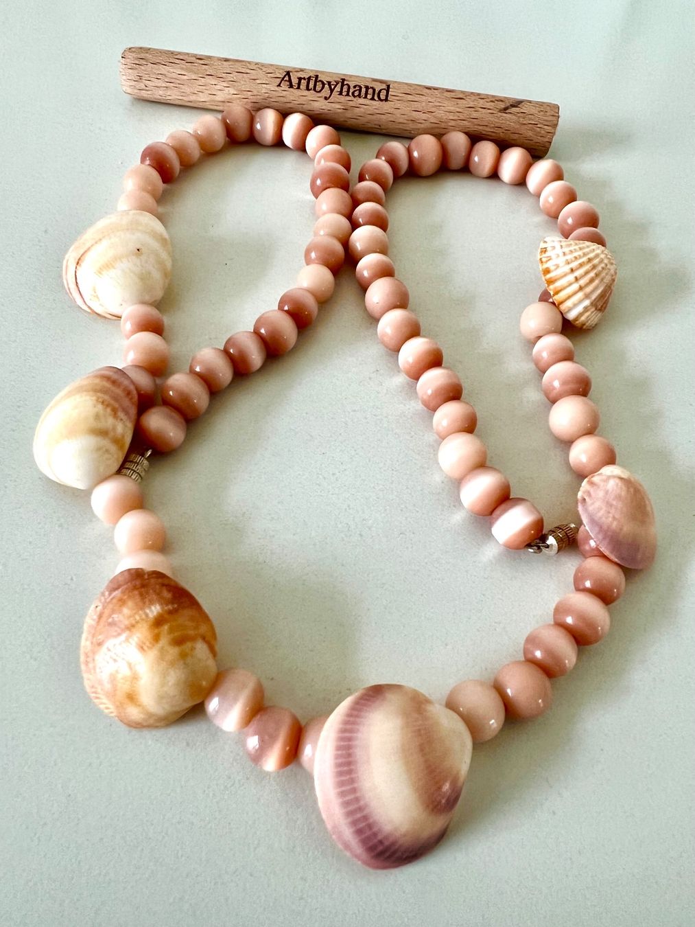 Catenine: Handgefertigte Longkette Katzenaugen & echte Muscheln – Usato da Ruswil venduto da artbyhand 6