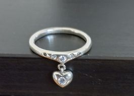 XS RING MIT HERZ SILBER 925 UND GLITZER