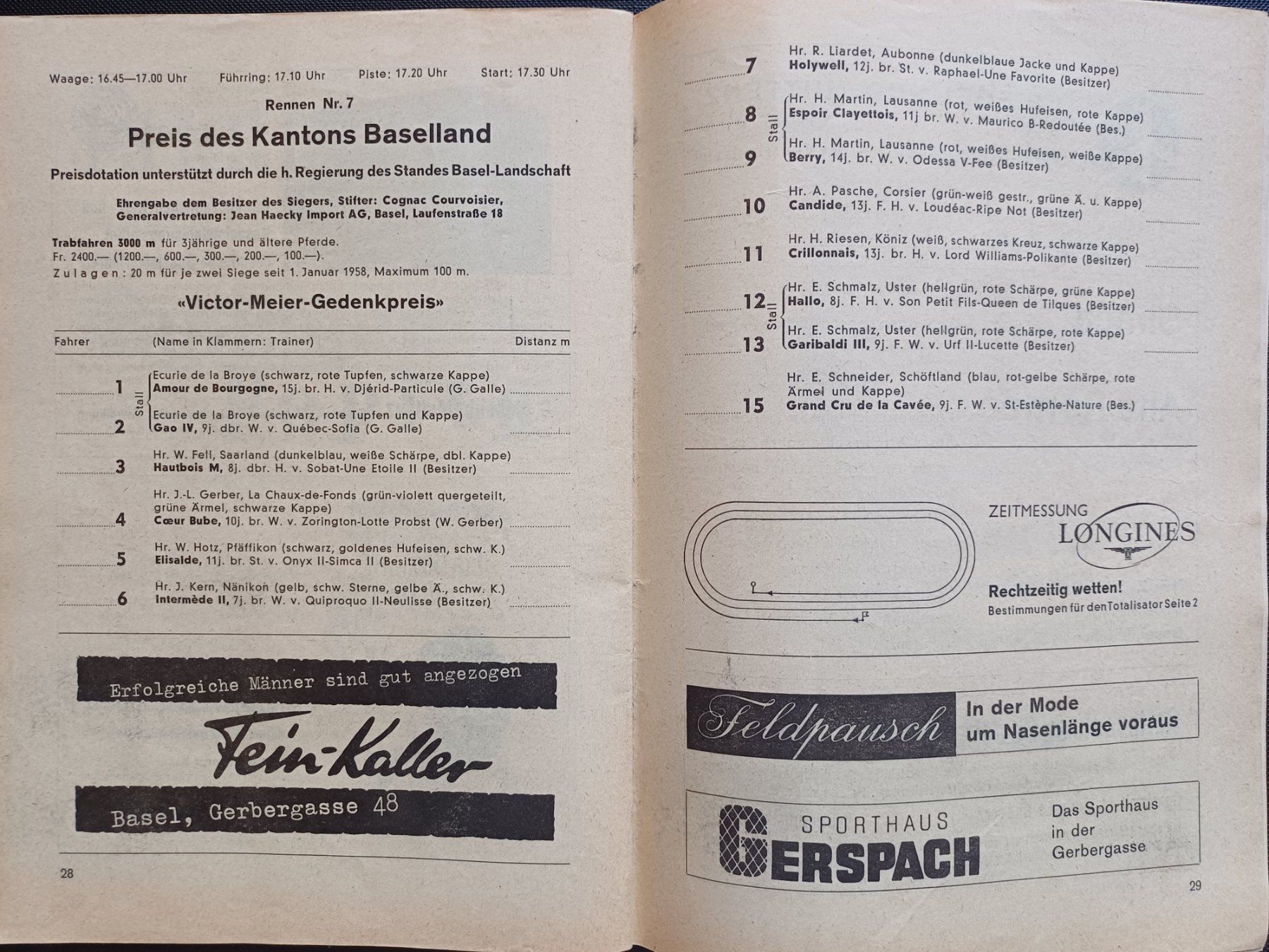 Documenti: Antikes PFERDERENNEN Basel 1959 Programm PFERD Reitsport – Usato da Brittnau venduto da simionius 4