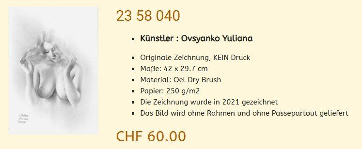 Gemälde: Liquidation !!   Original Akt Gemälde 23 58 040 – Neu (gemäss Beschreibung) aus Hagenbuch ZH von Art-Agency 1