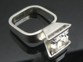 aussergewöhnlicher Vintage Silber Ring 925 / Bergkristall 56