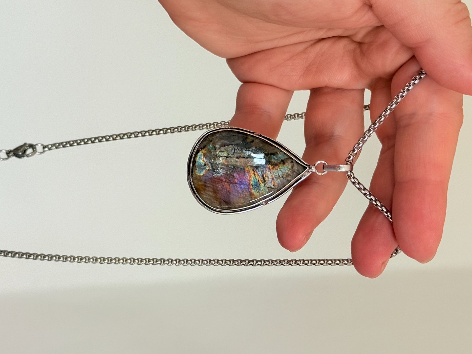 Catenine: Collier avec pendentif labradorite goutte – Nuovo e nell'imballaggio originale da Genève venduto da AWWA 7
