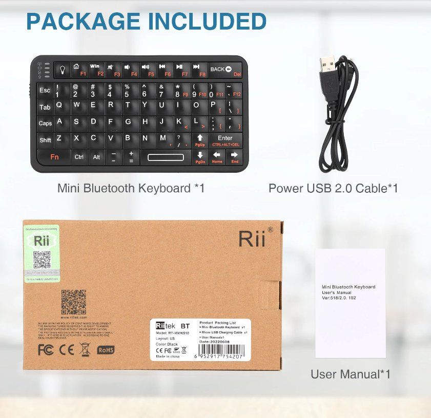 Tastiere: Rii 518BT mini Bluetooth Tastatur Keyboard Android Windows – Nuovo (secondo la descrizione) da Romanshorn venduto da pfimex 4