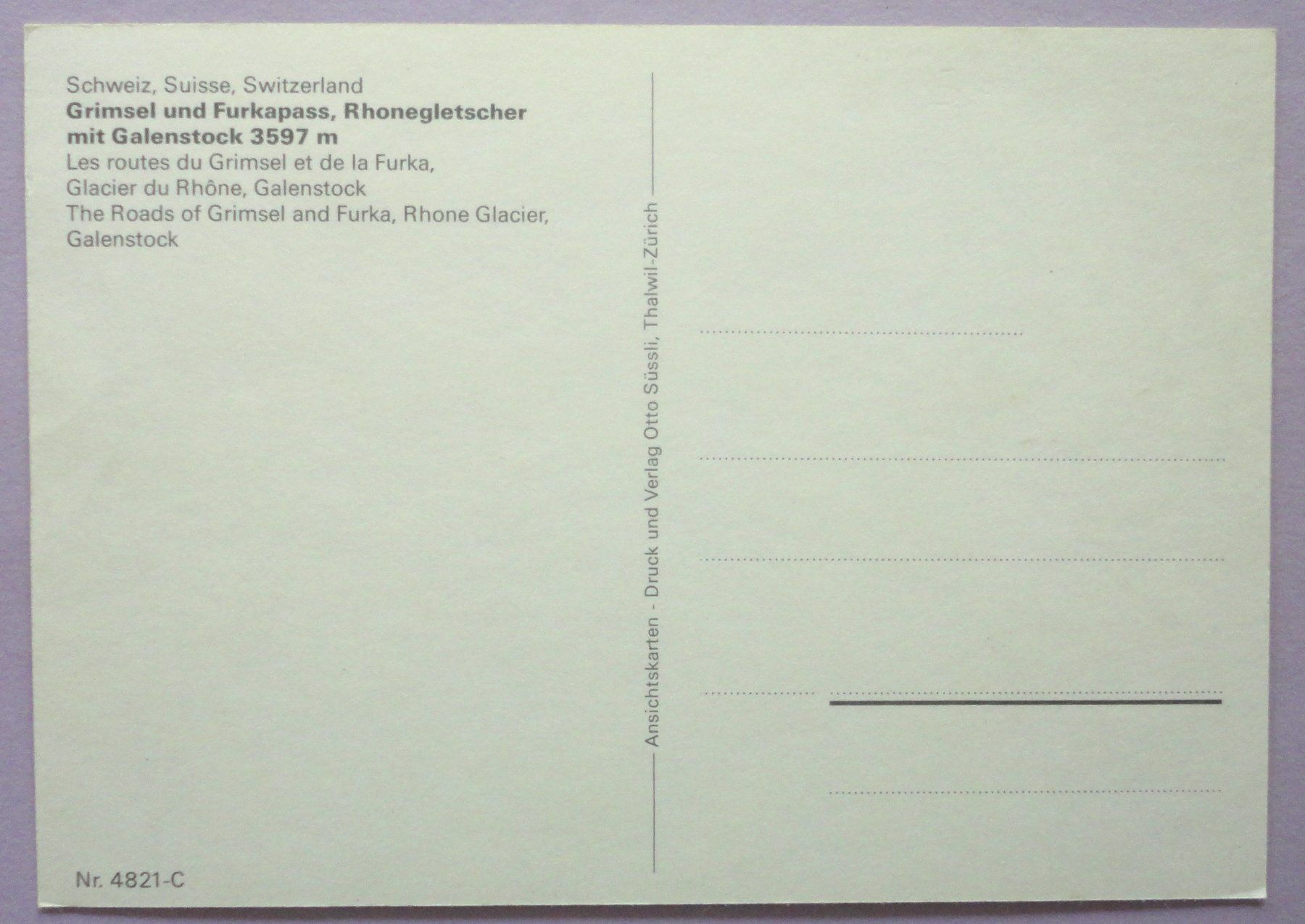 Cartoline postali: Grimsel und Furkapass, Rhonegletscher – Usato da Fétigny venduto da Billy2miny 1