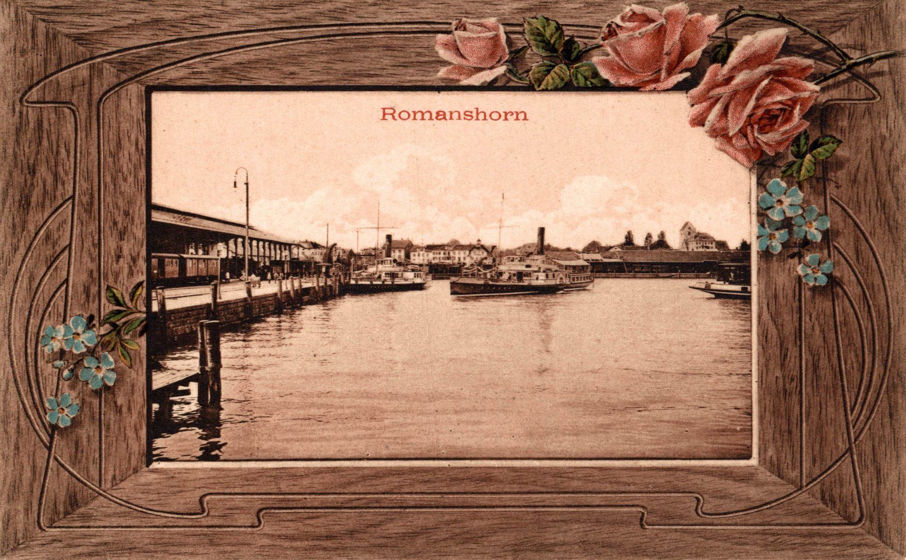 Ansichtskarten: Romanshorn Hafen mit Dampfschiff – Gebraucht aus Bronschhofen von Astore