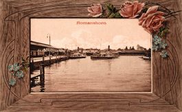 Romanshorn Hafen mit Dampfschiff