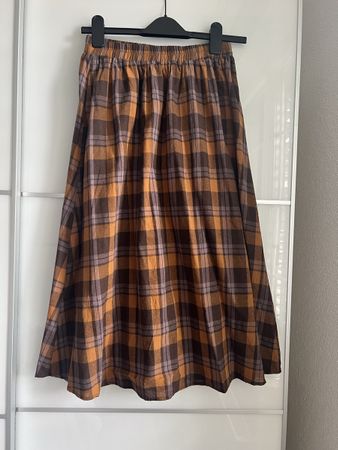 Brown Plaid Midi Skirt, Size xs-s - Perfect for Fall!