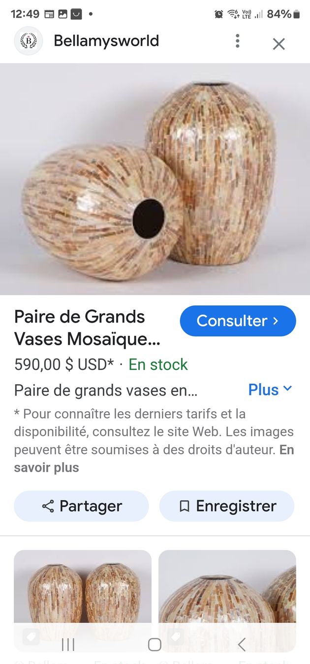 Vasi & Recipienti: TRÈS  BEAU GRAND VASE EN CÉRAMIQUE COUVERT DE NACRE – Usato da Genève venduto da fin_9572 8