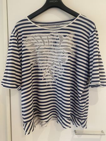 MARC CAIN gestreiftes T-Shirt marineblau/weiss  Baumwolle