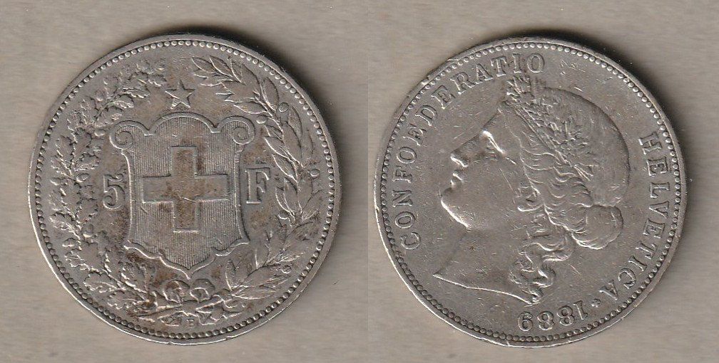 Alle Münzen: Grosser Fünfliber 1889 – Gebraucht aus Allschwil von Coinfreak
