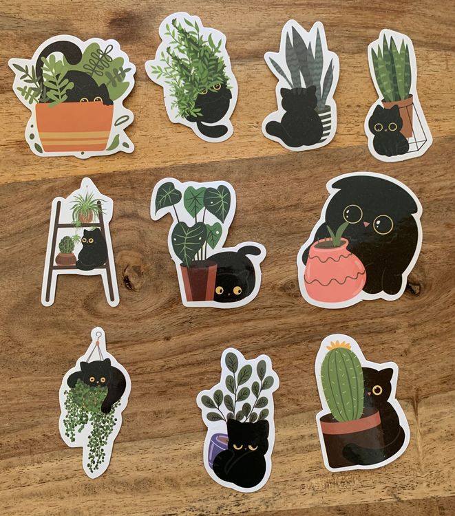 10 Sticker Katzen & Pflanzen Kaufen auf Ricardo