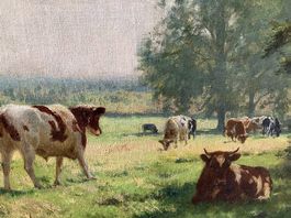 Ländliches Bild in Oelfarbe gemalt von Jules Martigny 1895