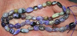 Stein Perlen Strang L-7152 – Lila Charoit Nuggets 6-8mm 38,5