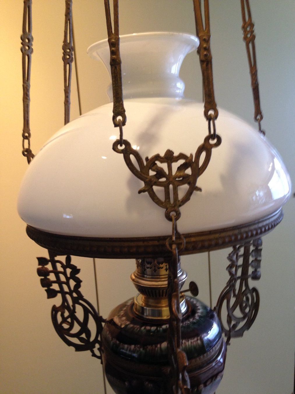 Lampes: Jugendstil Petrollampe mit Zug – D'occasion à Eschenbach par Alicekunst 3