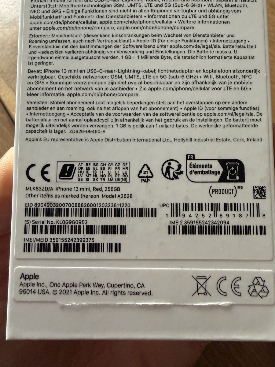 Apple Telefoni cellulari / Smartphones: iPhone Mini 13 RED 256GB mit OVP – Usato da Glattfelden venduto da W-CarsAG 3