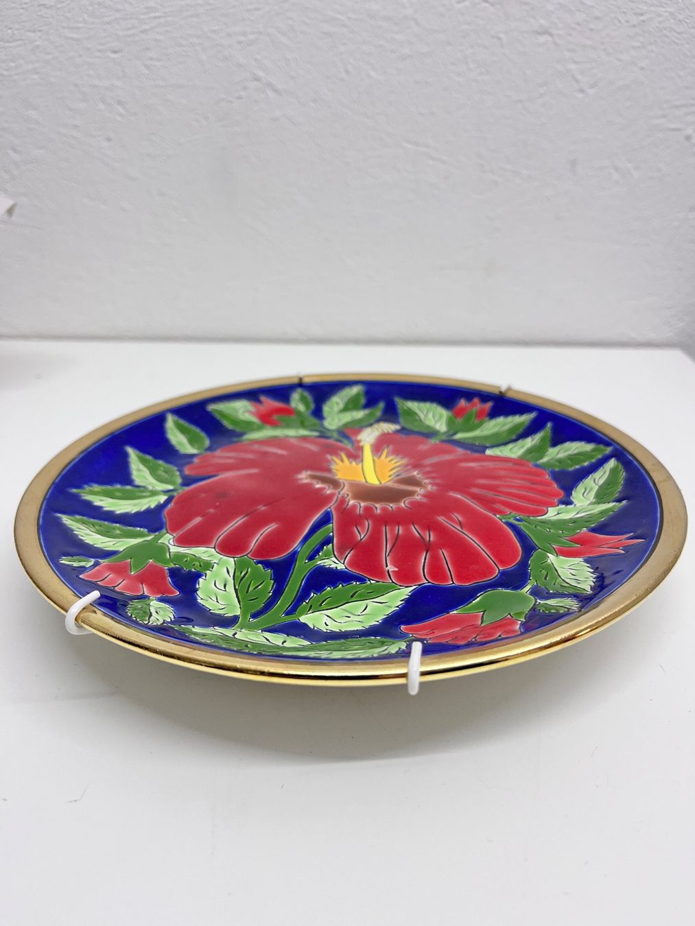 Piatti: Vintage Wandteller Rot Hibiskus Hand Made – Usato da Möhlin venduto da mil_h55x 3