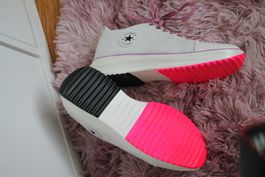Weisse Sneakers mit pinken Details Gr. 38.5 (Converse Style)