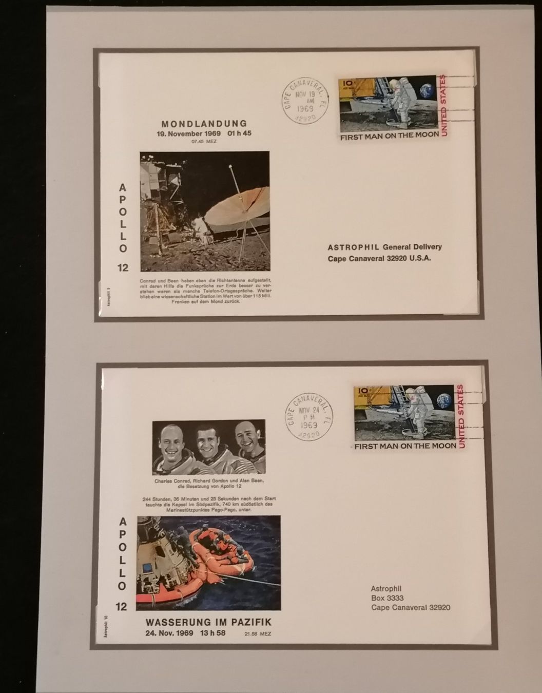 Tutti i francobolli: Apollo 11 + 12 Briefe / Briefmarken mit Startdatums Stempel – Usato da Wangen an der Aare venduto da Ute 9