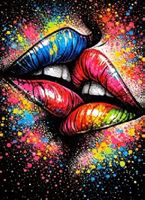 Diamond Painting Bunte Lippen wo sich Küssen-73-40x50-626