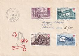 Pro Patria Satz 1949 auf offiziellem Brief P2 BERN 1.VIII.49