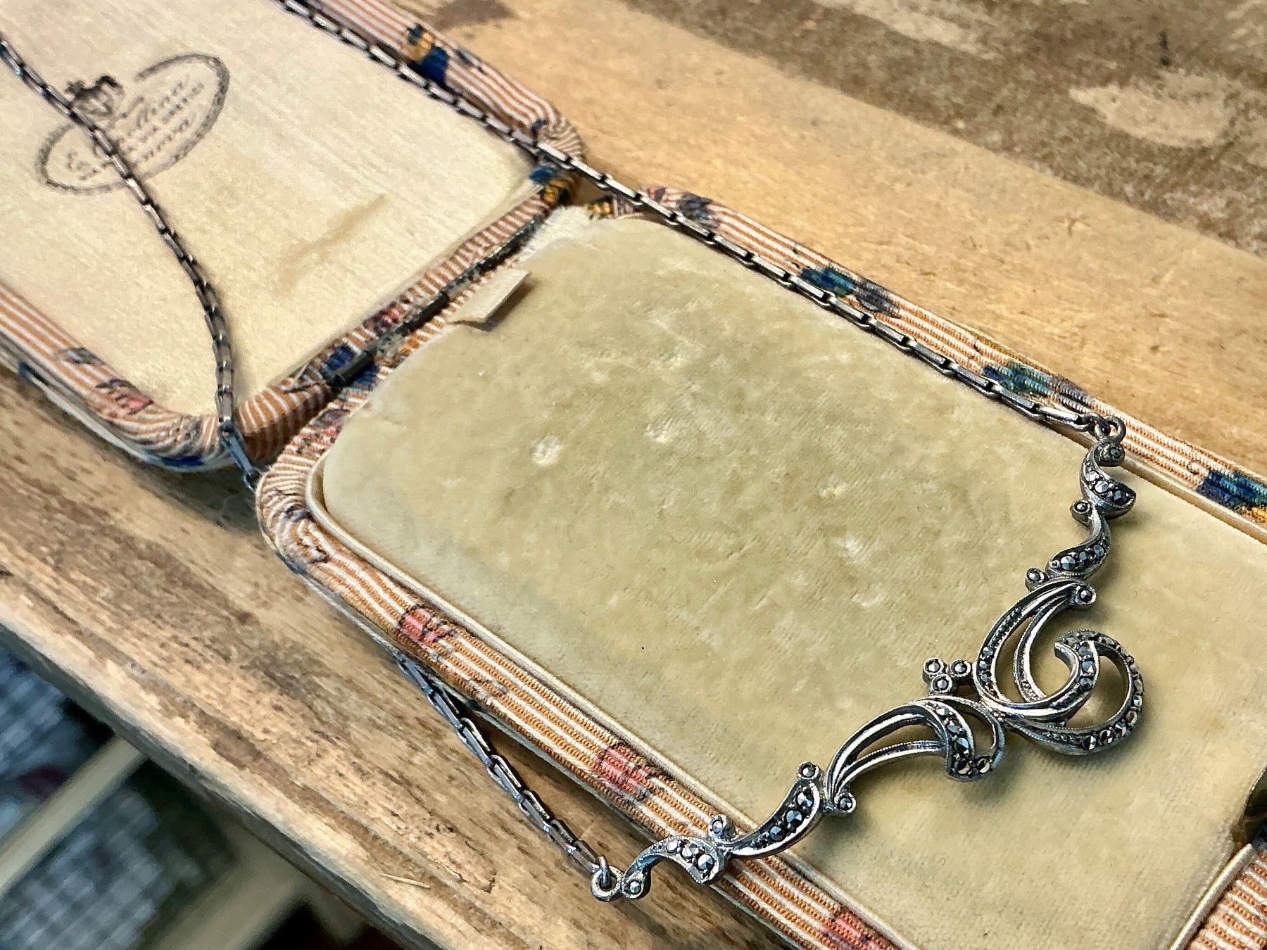 Catenine: JUGENDSTIL COLLIER SILBER 835 MARKASITE UM 1900, TOP – Usato da Biglen venduto da Limarkt 2