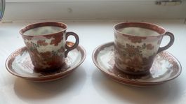 Antikes Japanisches Kutani Teetassen-Set (2er Set)