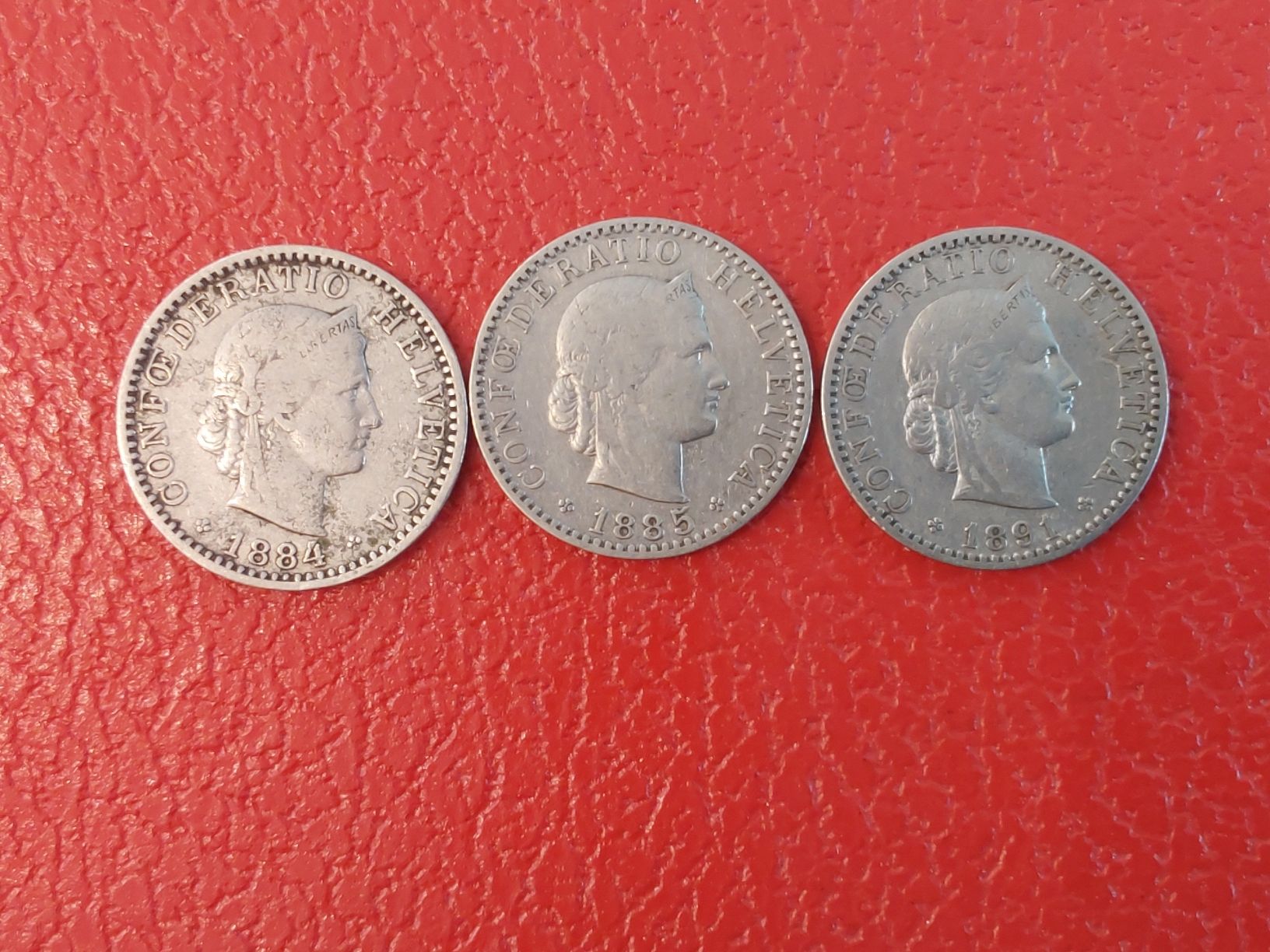 Alle Münzen: 3x 20rappen 1884 85 91 – Gebraucht aus St. Gallen von aha_2prr