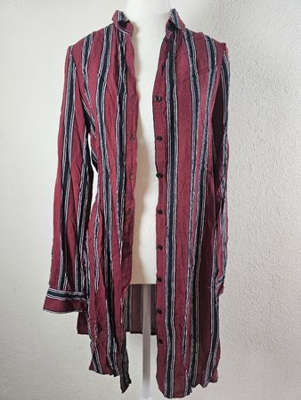 Chemise longue rayée rouge bordeaux et noir, bon état