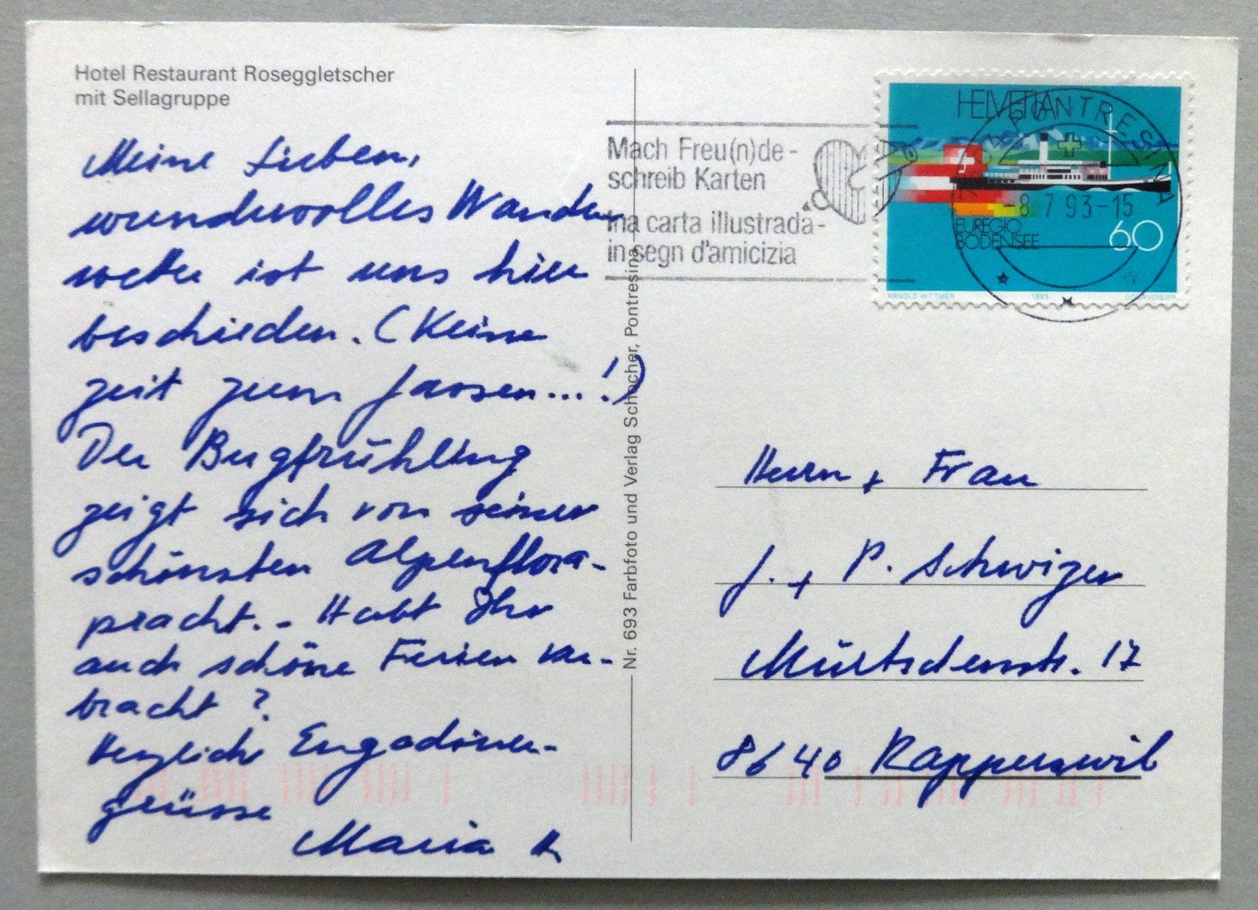 Ansichtskarten: Hotel Rest. Roseggletscher mit Sellagruppe – Gebraucht aus Fétigny von Billy2miny 1