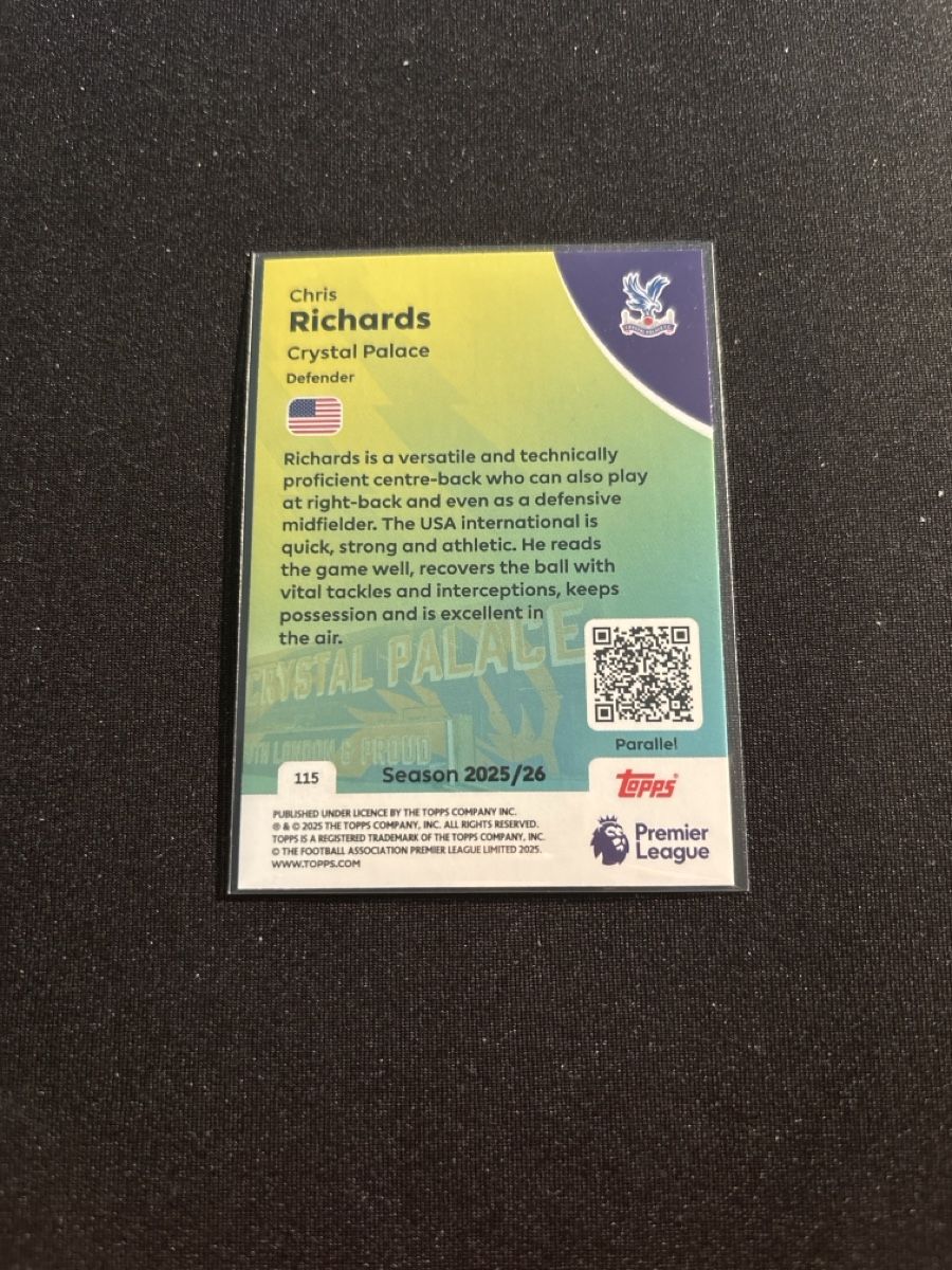 Topps Carte collezionabili: Chris Richards - Crystal Palace - Topps - Premier League – Usato da Kaiseraugst venduto da Baum_12 1
