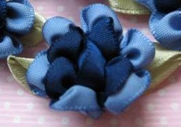 Appliques FLEURS 2 tons + feuilles 2.5cm