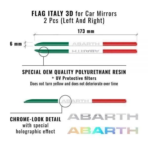 Abarth 3D Rückspiegel Italia Aufkleber Sticker (Art. 10558