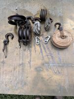 Konvolut historische Seilrollen & Flaschenzüge – Vintage fli