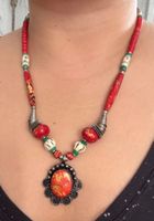 Antique beaded necklace with metalwork