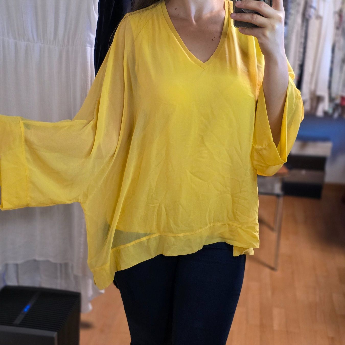 Camicette: Gelbe Bluse kaschiert Bauch & Arme L/XL – Usato da Wald ZH venduto da CapLux 2