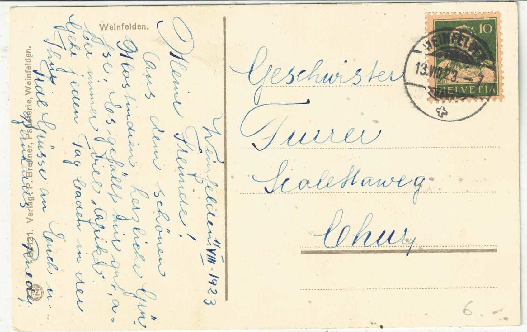 Cartoline postali: Weinfelden - Generalansicht - Litho – Usato da Ettingen venduto da Kartenplanet 1