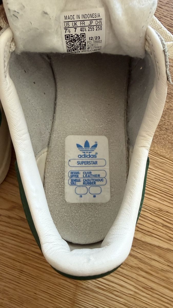 Adidas Scarpe da donna: Adidas Superstar White/Green Size 40 2/3 – Usato da Boswil venduto da hey.itsme 4