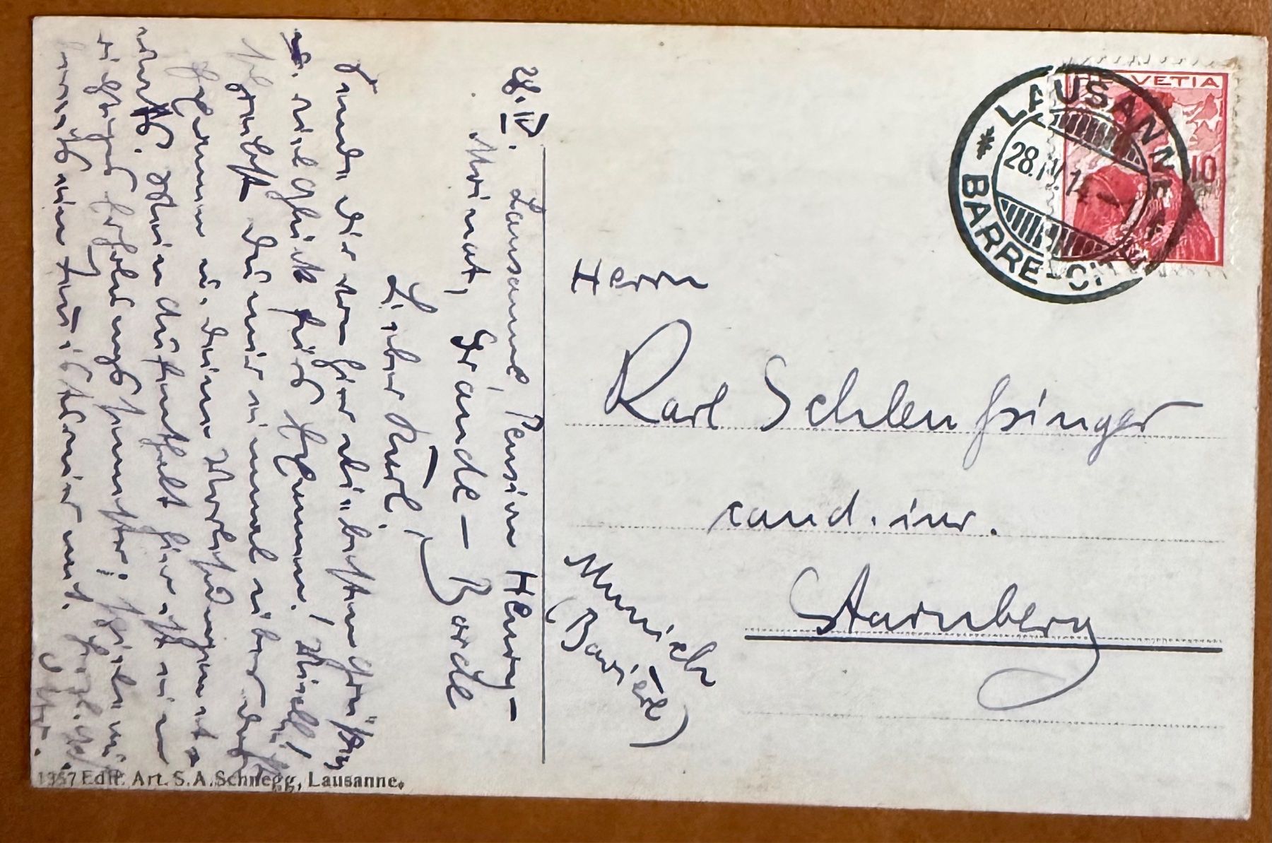 Cartoline postali: Lausanne - La gare 1914 – Usato da Lutry venduto da Ediego 1