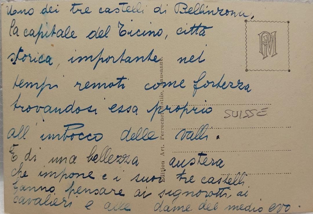 Cartoline postali: BELLINZONA  -  Castello di Svitto – Usato da Delémont venduto da Domdom1 1