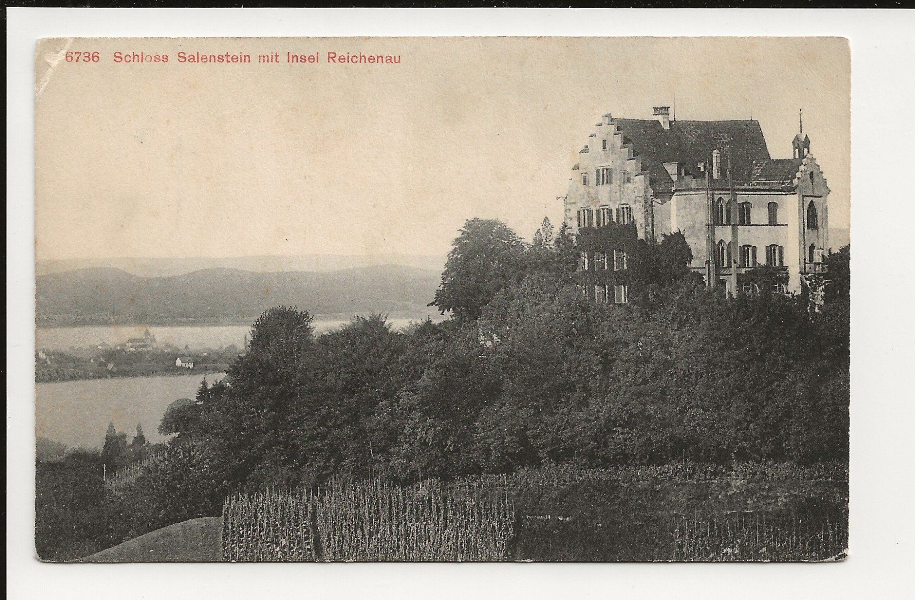Cartoline postali: AK ca.1905 Schloss Salenstein mit Insel Reichenau – Usato da Greifensee venduto da 315WDO