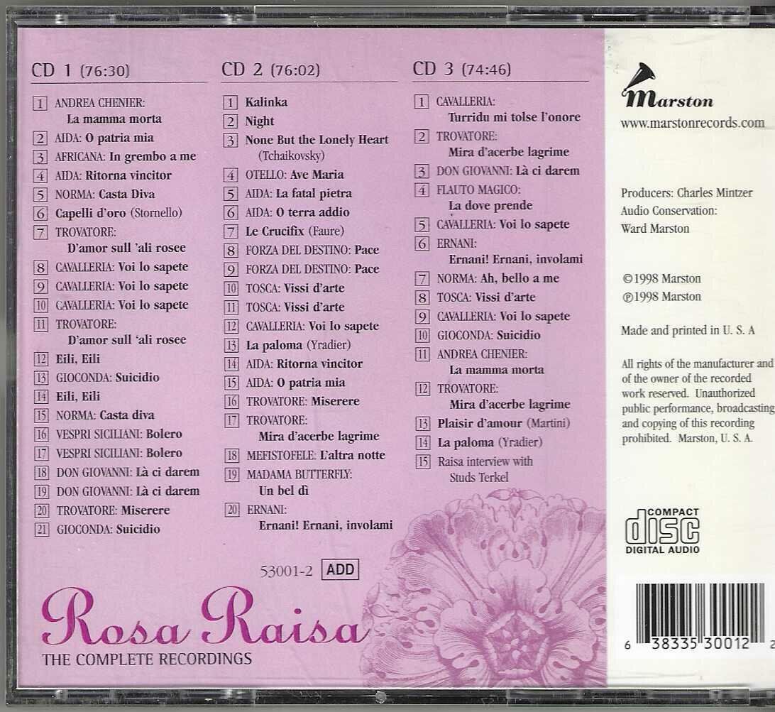 CD: Rosa Raisa - The Complete Recordings - 3 x CD – Usato da Genève venduto da CDLPBookS 1
