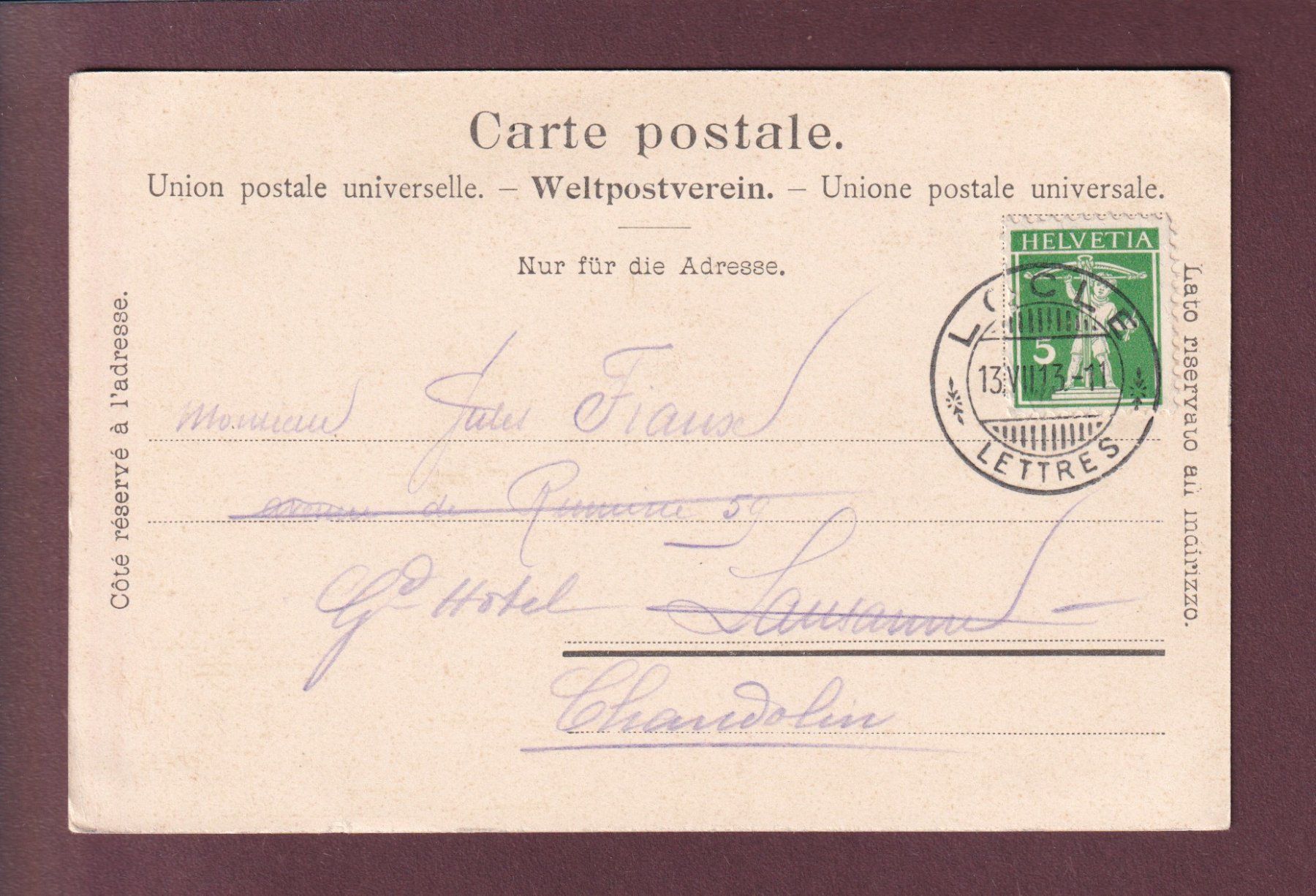 Cartoline postali: LES BRENETS - 1913 – Usato da Pully venduto da nicecards 1