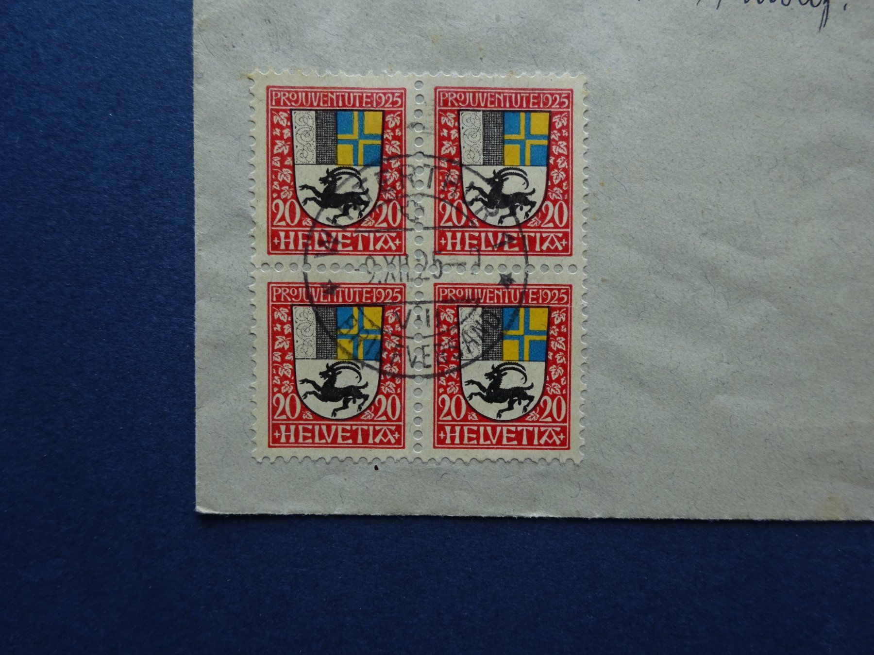 Tutti i francobolli: 1925 Pro Juventute 4er Block Satzbrief – Usato da Appenzell-Steinegg venduto da adi1975 4