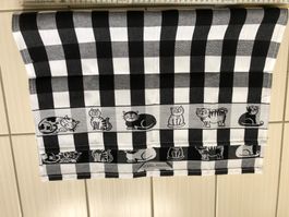 Geschirrtuch Küchen Tuch Schwarz Weiss Katze Motiv Neu