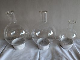 3 Rundkolben Schottucen Jena 2x 3 L-20, 1x 1L, - Dekoration